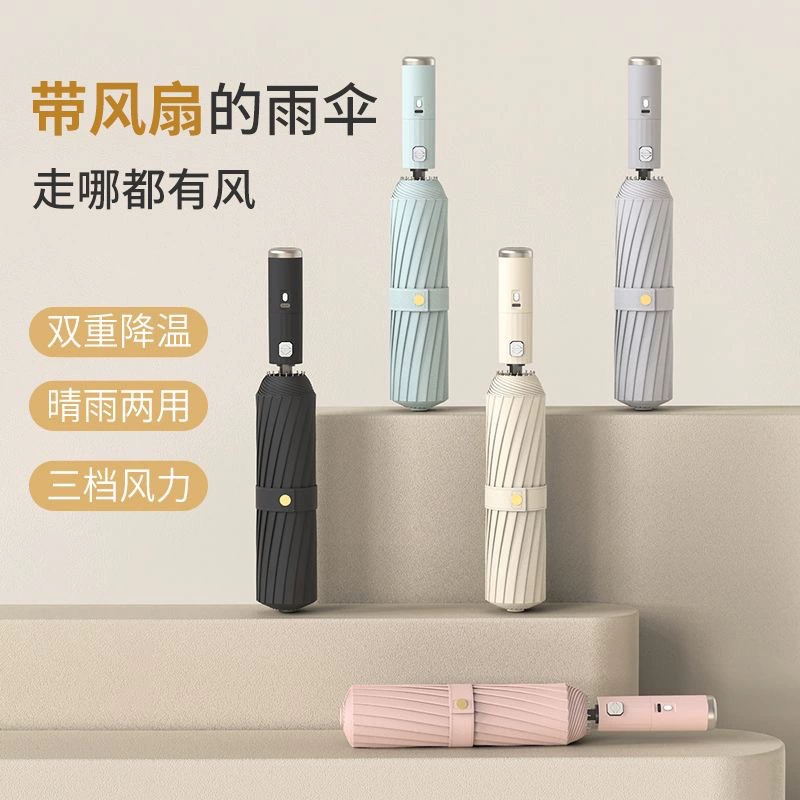 Cooling Fan Umbrella for Outdoor Sunshade and Rainy Days - Model: 773131798929 - 图片 2