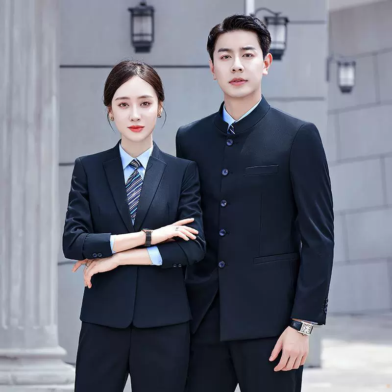 Men's Retro Business Suit Set with Stand Collar for Daily Wear - Model: 859035229401 - 图片 4