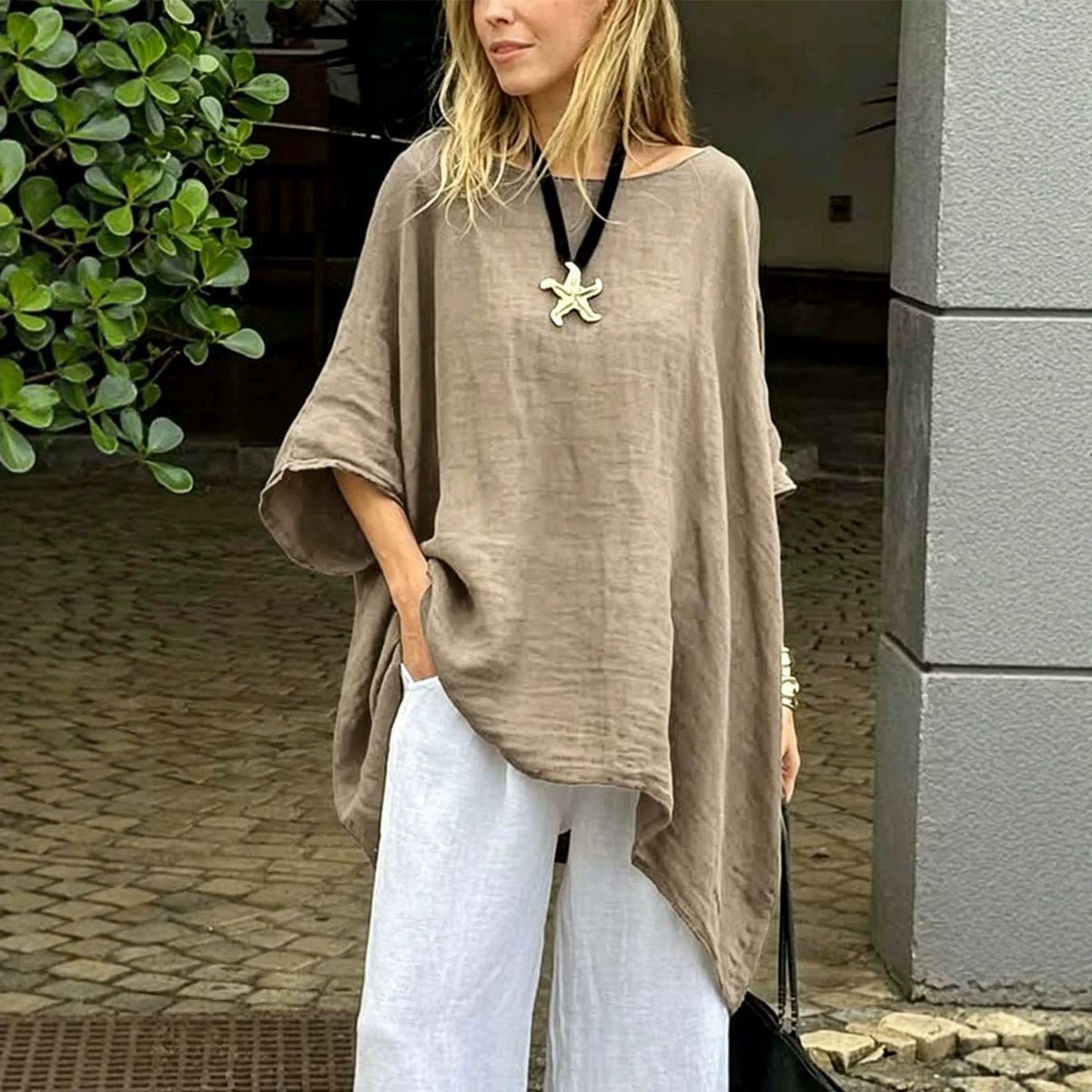 Casual Slimming T-Shirt for Work with Batwing Sleeve - Model: 1047129186773 - 图片 2
